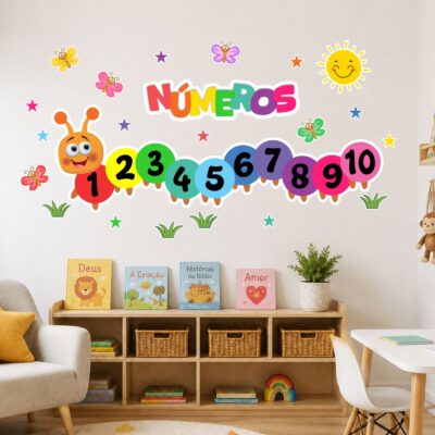 Adesivo De Parede Infantil Centopeia Números
