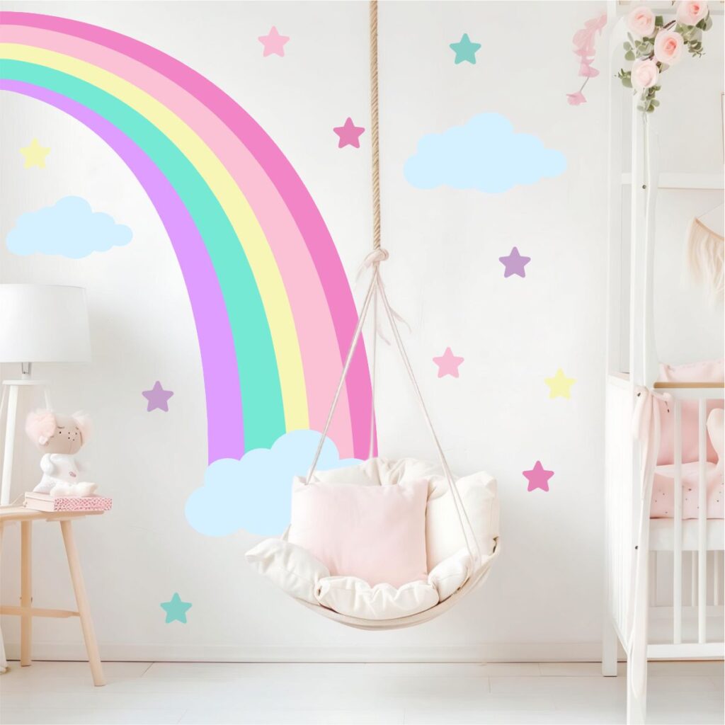 Adesivo De Parede Infantil Arco-íris Lateral