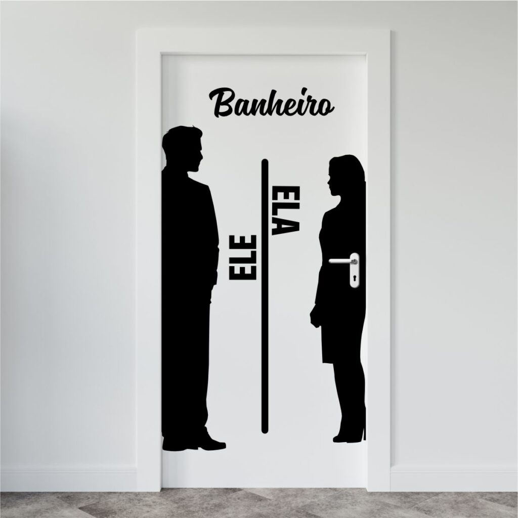 Adesivo Decorativo Sinalizador Banheiro Ele E Ela