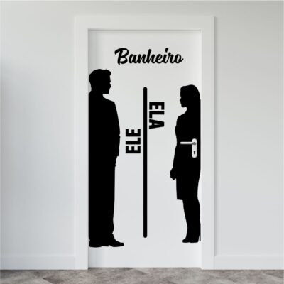 Adesivo Decorativo Sinalizador Banheiro Ele E Ela