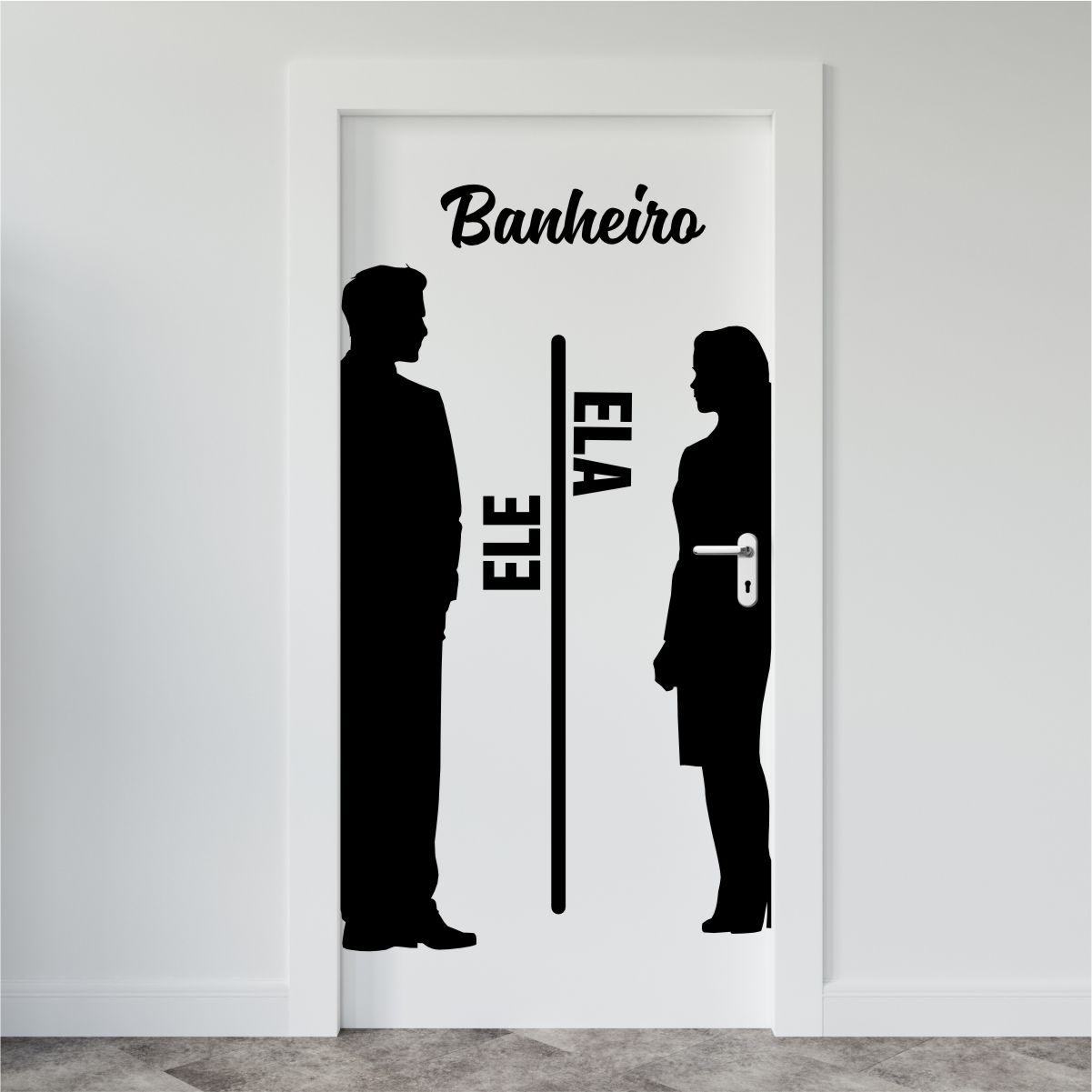 Adesivo Decorativo Sinalizador Banheiro Ele E Ela