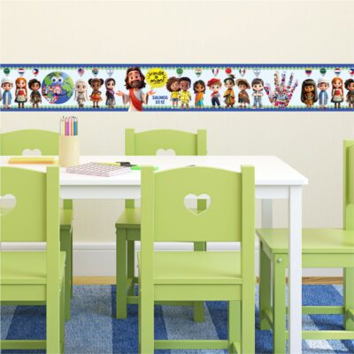 Adesivo De Parede Faixa Infantil Jesus Nações Kids