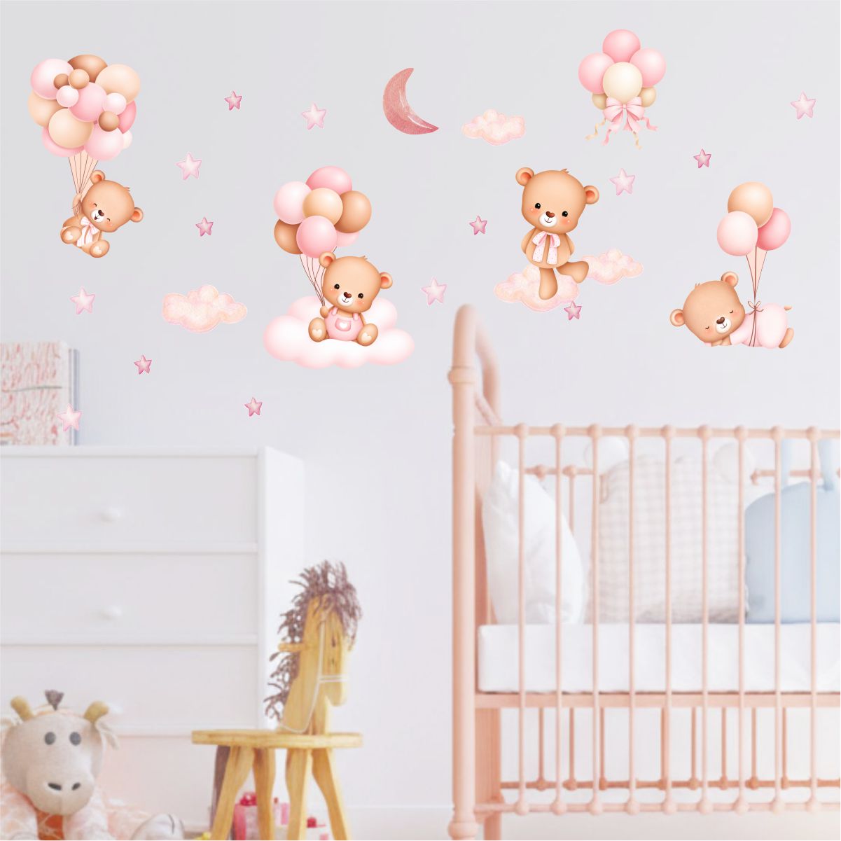 Adesivo De Parede Infantil Kit Ursinha Balão - Imagem 2