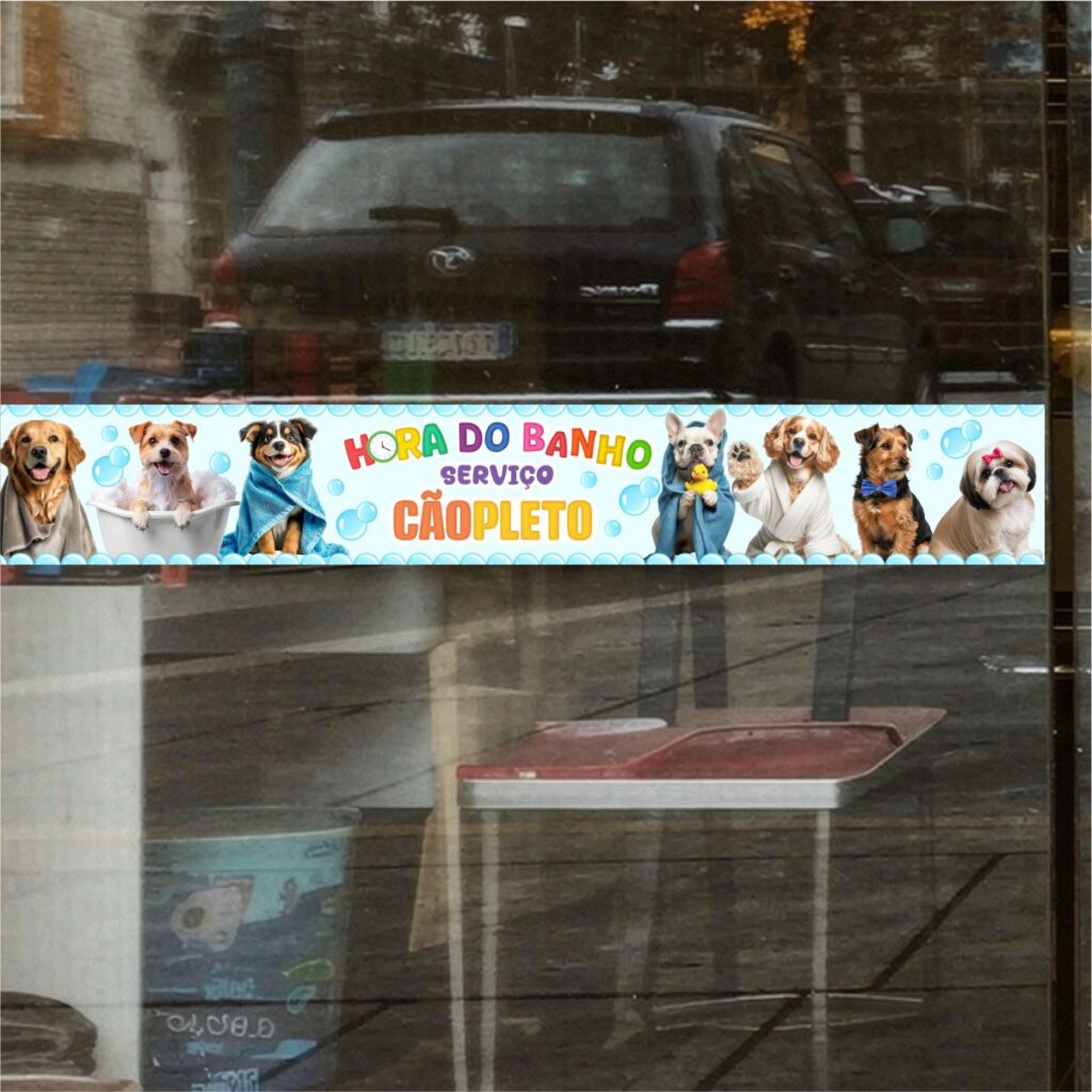 Adesivo De Parede Faixa Banho e Tosa