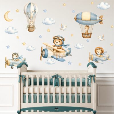 Adesivo De Parede Infantil Bichinhos Aviadores