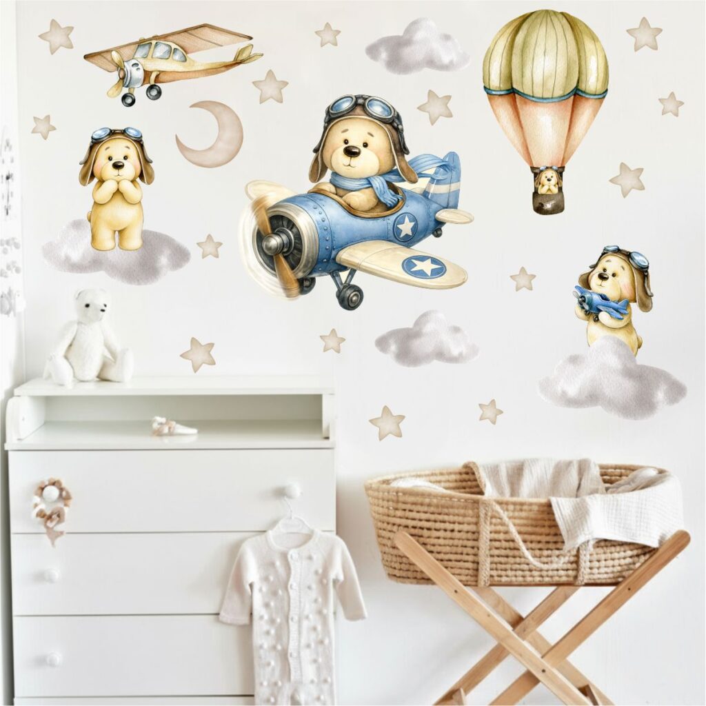 Adesivo De Parede Infantil Cachorrinho Aviador