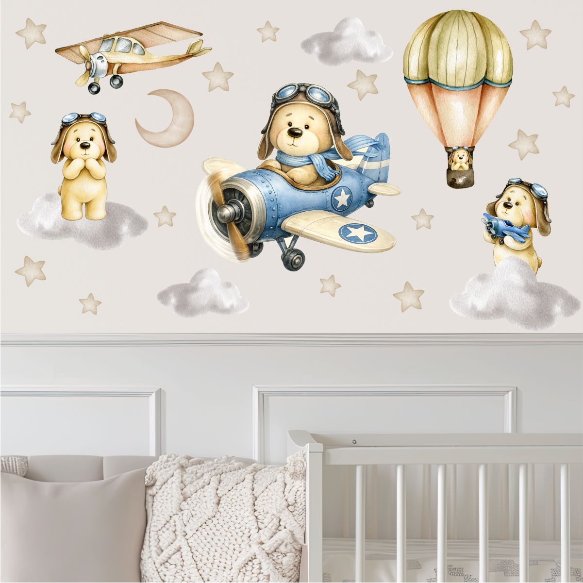 Adesivo De Parede Infantil Cachorrinho Aviador - Imagem 2