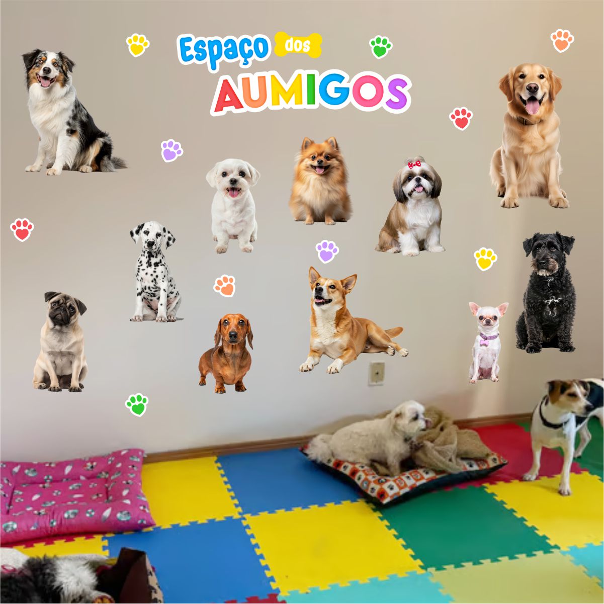 Adesivo De Parede Espaço Pet Aumigos