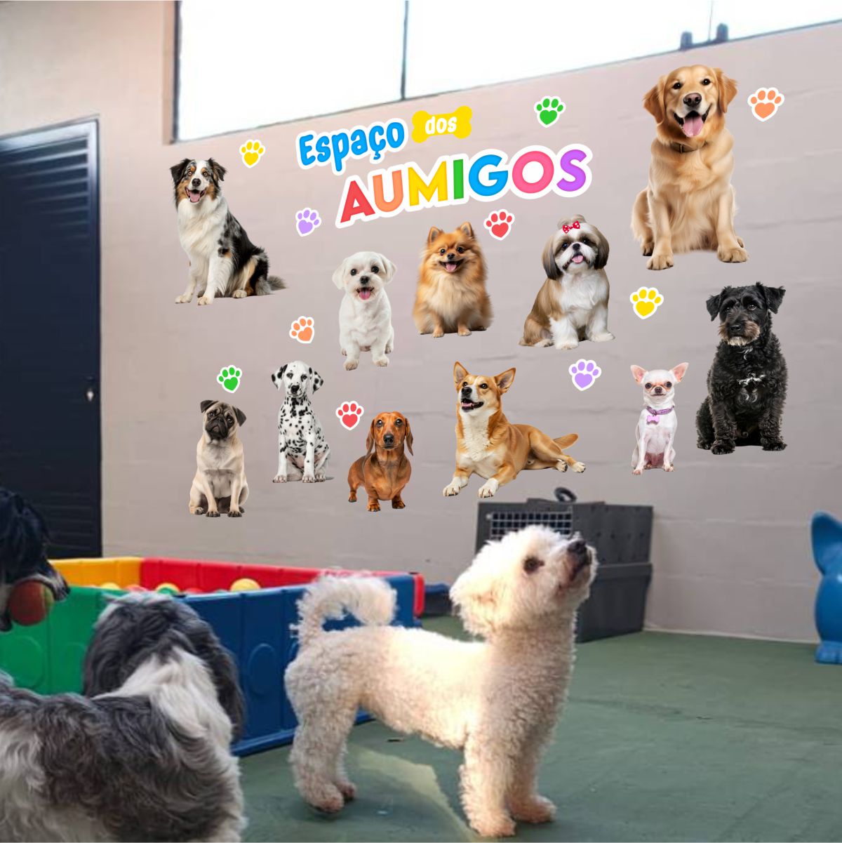 Adesivo De Parede Espaço Pet Aumigos