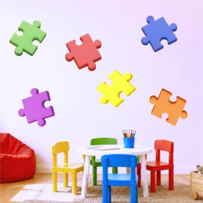 Adesivo De Parede Infantil Peças Quebra-cabeça