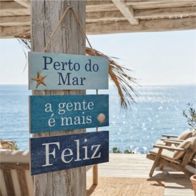 Placa Decorativa Praia Frase Perto Do Mar