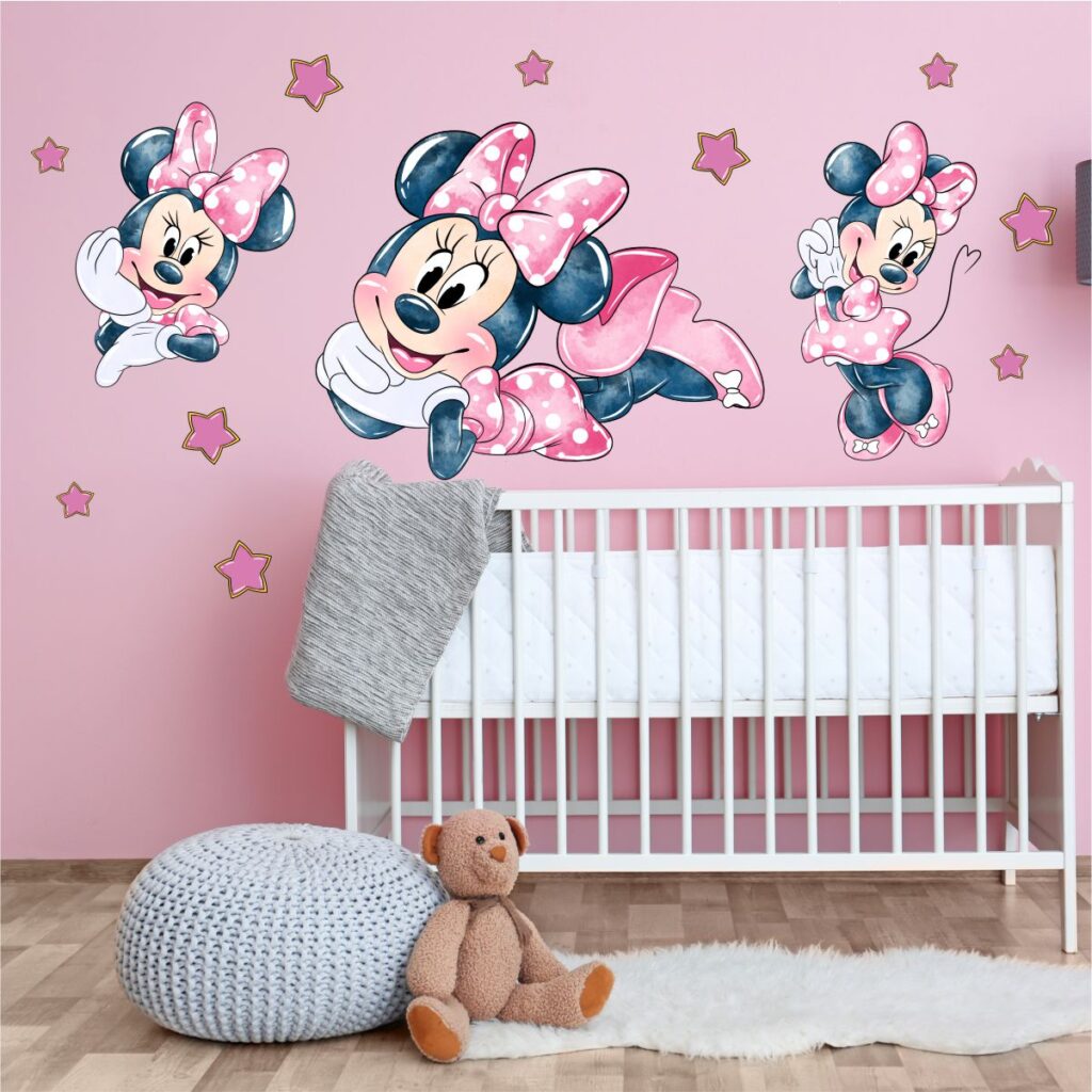 Adesivo De Parede Infantil Trio Minnie Desenho