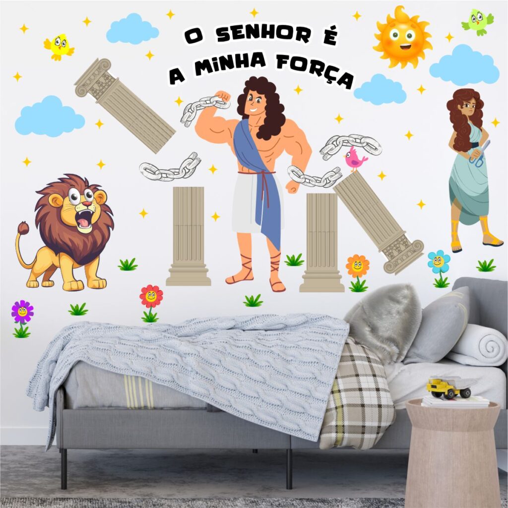 Adesivo De Parede Infantil Bíblico Sansão