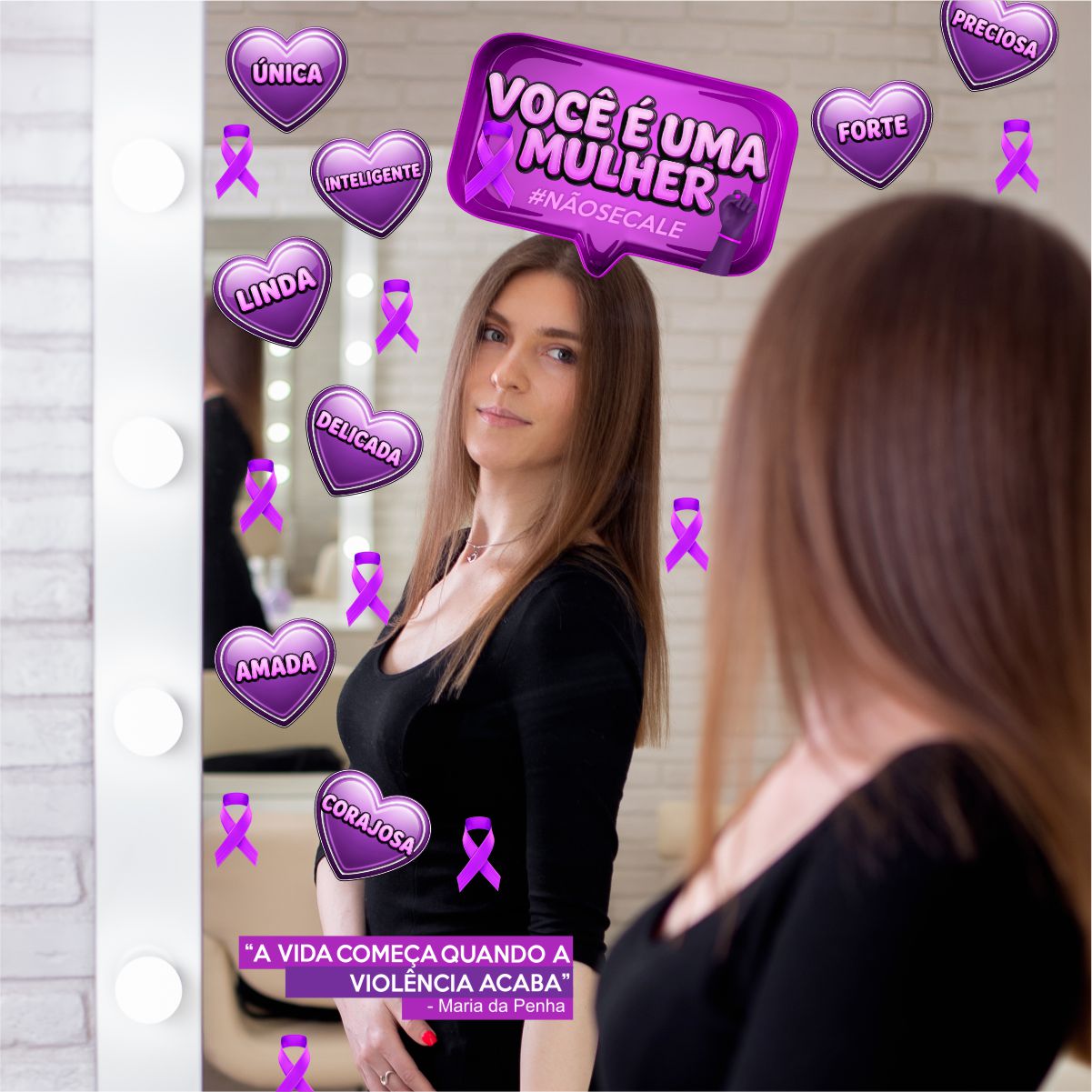 Adesivo Decorativo para Espelho Agosto Lilás - Imagem 2