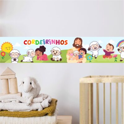 Adesivo de Parede Faixa Infantil Cordeirinhos