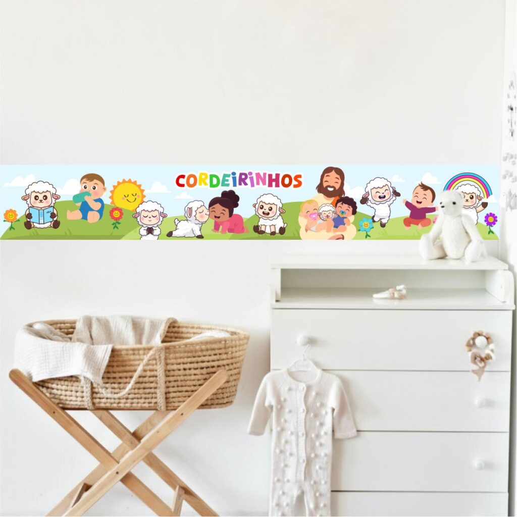 Adesivo de Parede Faixa Infantil Cordeirinhos