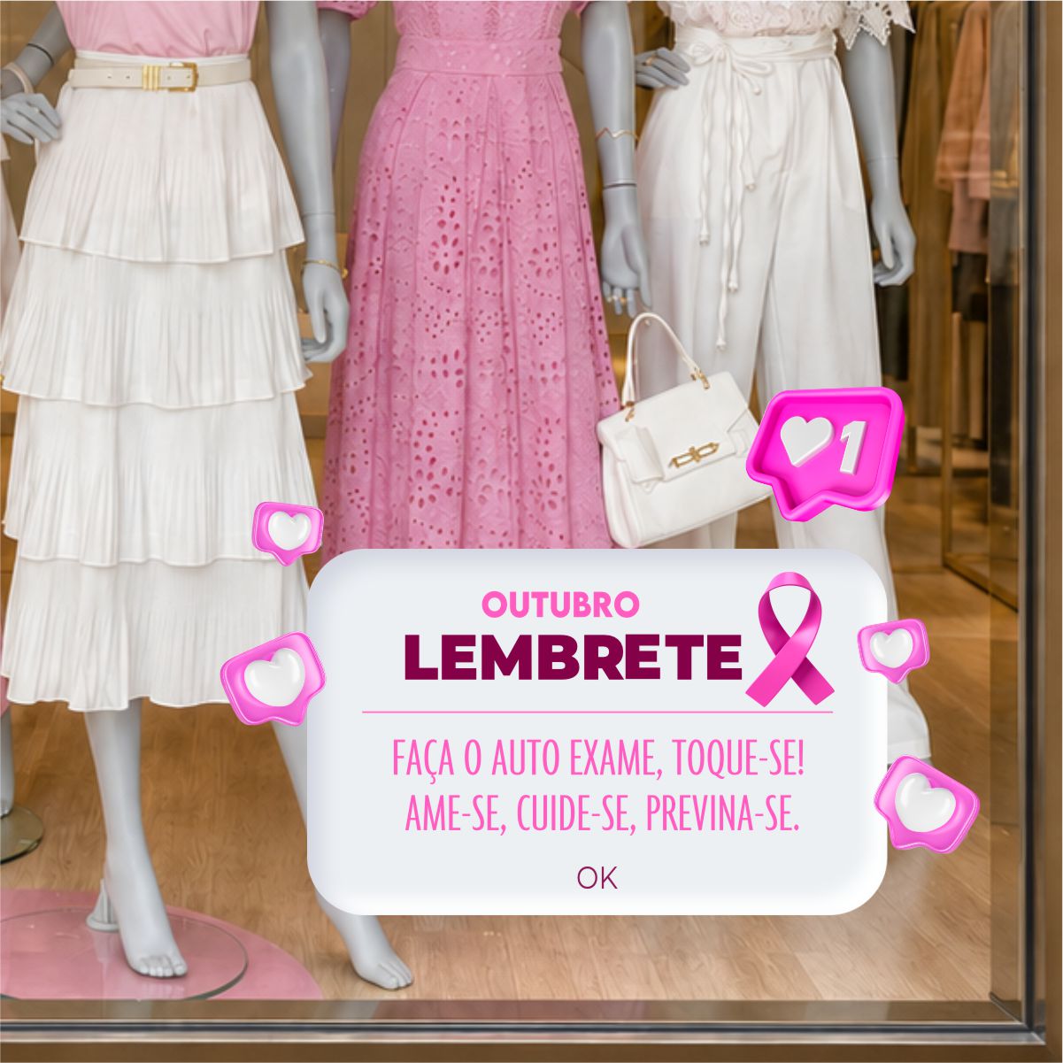Adesivo Vitrine Outubro Rosa N9