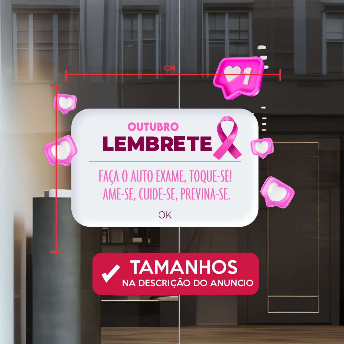 Adesivo Vitrine Outubro Rosa N9 - Imagem 3