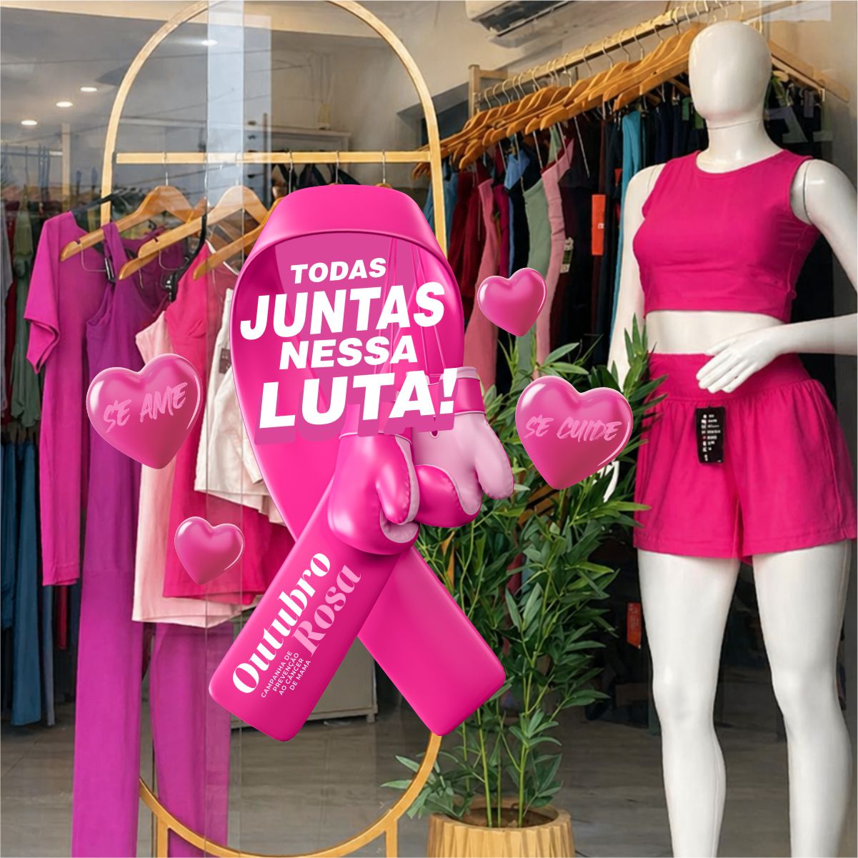 Adesivo Vitrine Outubro Rosa N10