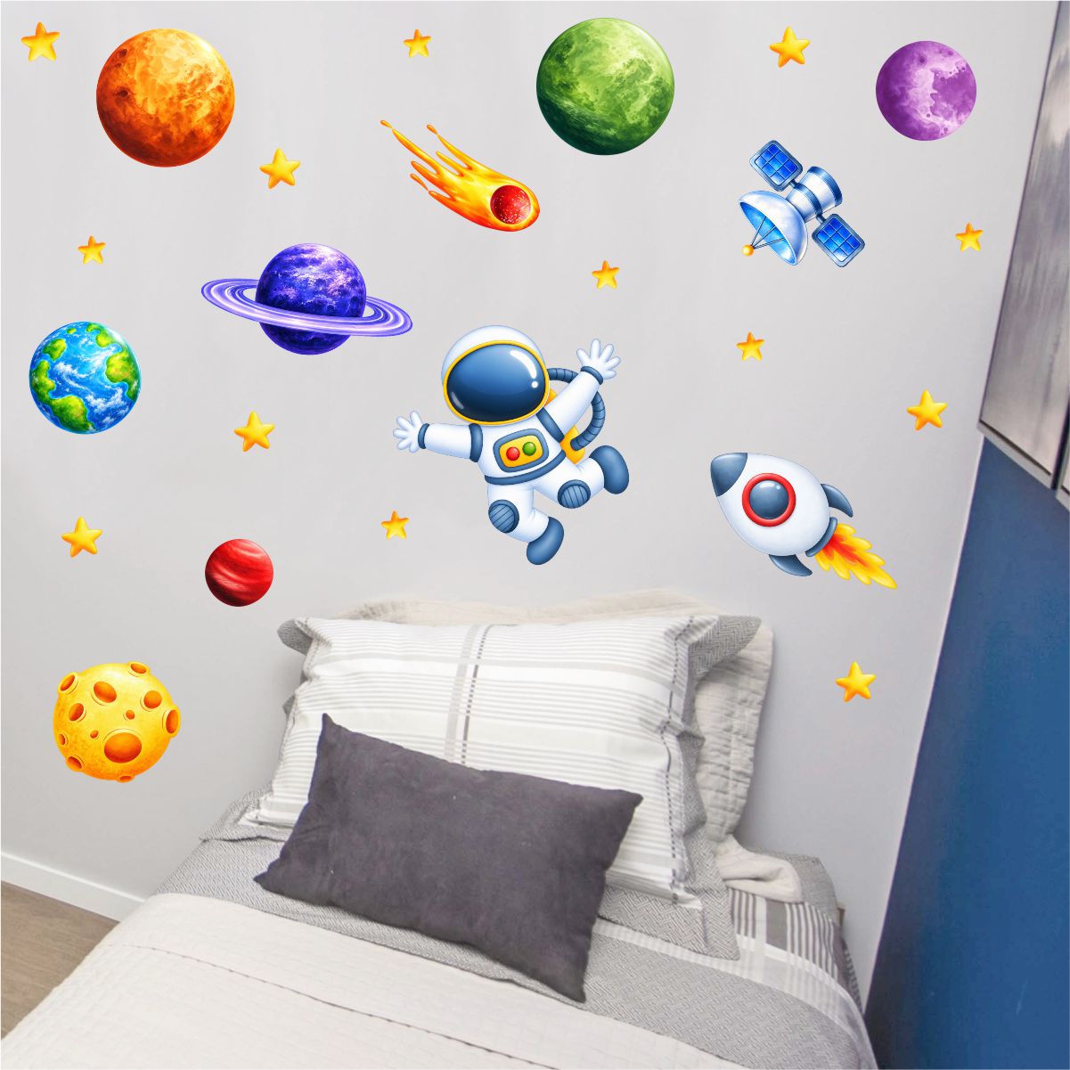 Adesivo de Parede Infantil Astronauta Espaço - Imagem 2