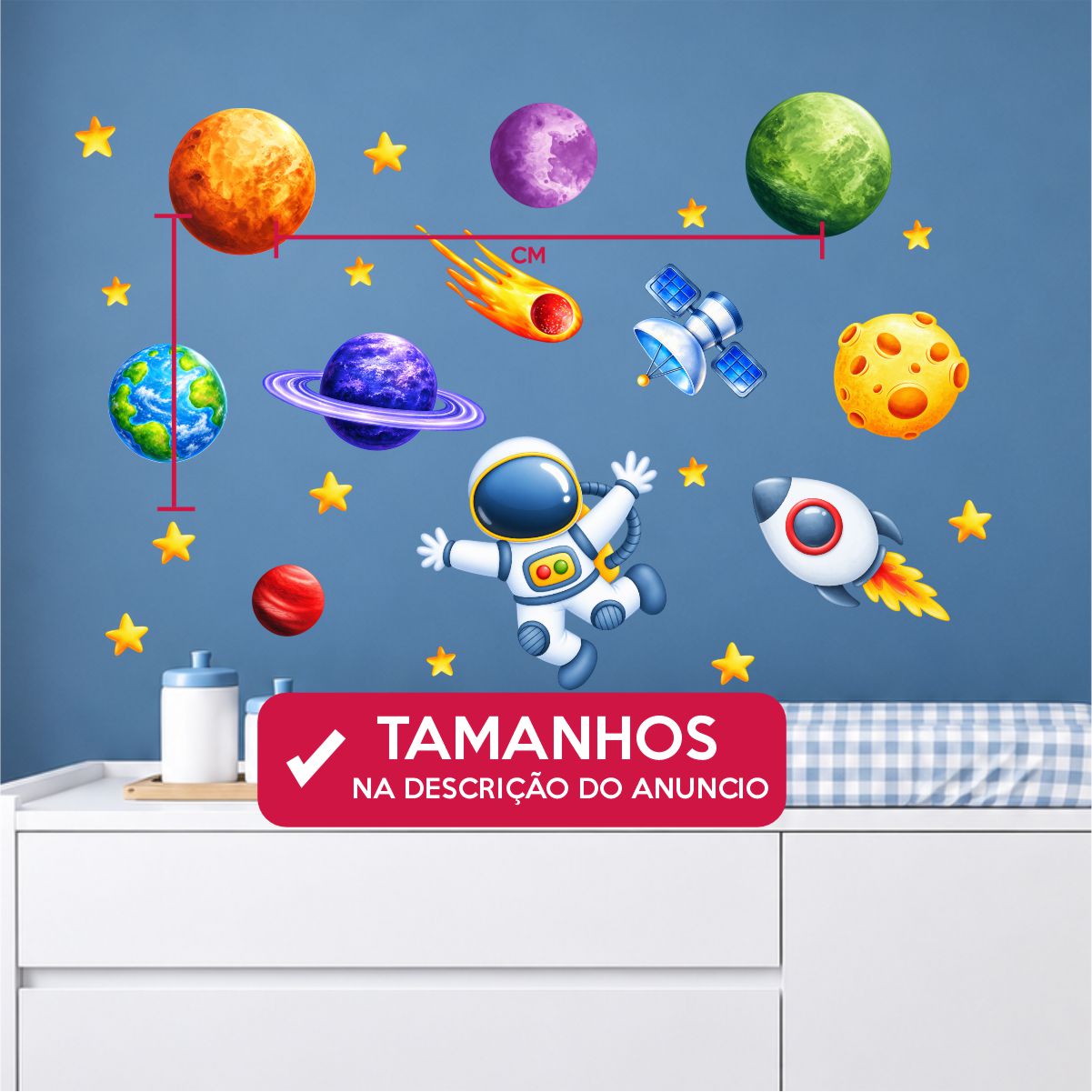 Adesivo de Parede Infantil Astronauta Espaço - Imagem 3