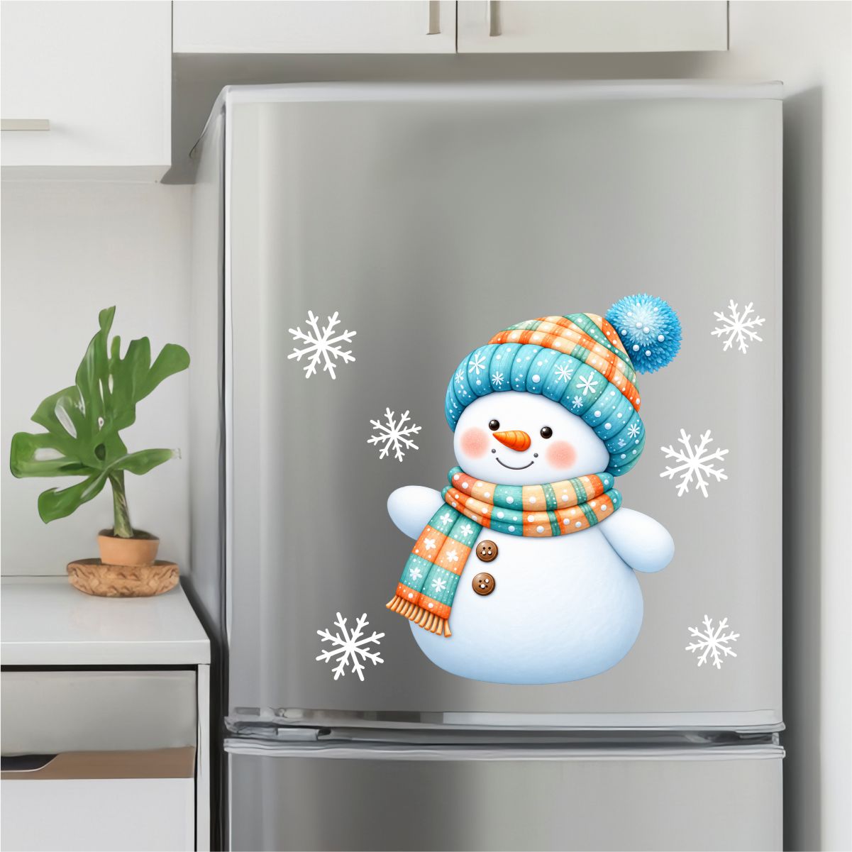 Adesivo De Geladeira Boneco De Neve