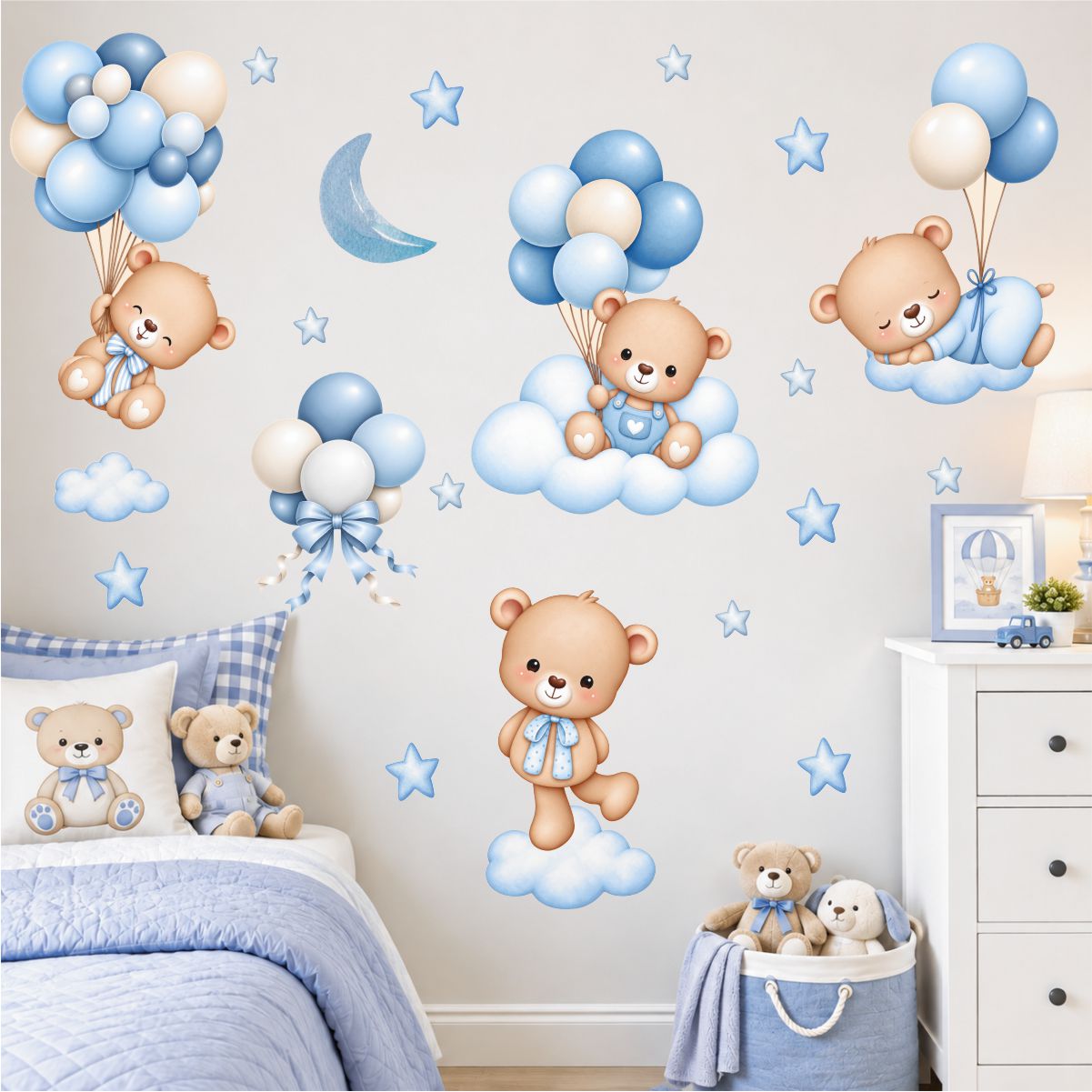 Adesivo De Parede Infantil Kit Ursinho Balão